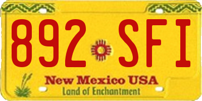 NM license plate 892SFI
