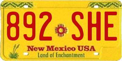 NM license plate 892SHE