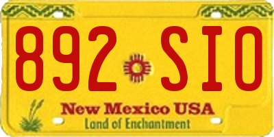NM license plate 892SIO