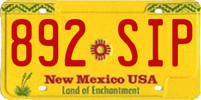 NM license plate 892SIP