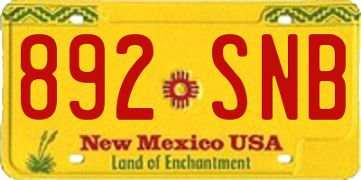 NM license plate 892SNB
