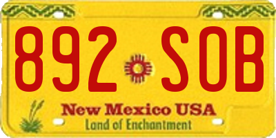 NM license plate 892SOB