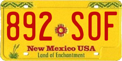 NM license plate 892SOF