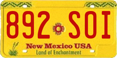 NM license plate 892SOI