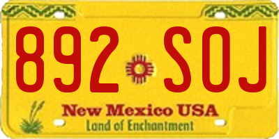 NM license plate 892SOJ