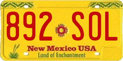 NM license plate 892SOL