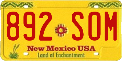 NM license plate 892SOM