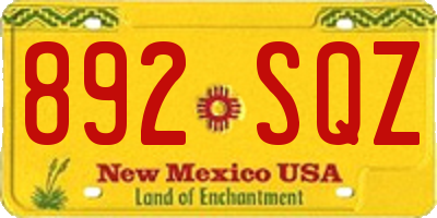 NM license plate 892SQZ