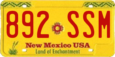 NM license plate 892SSM