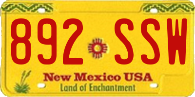 NM license plate 892SSW