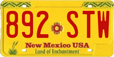 NM license plate 892STW