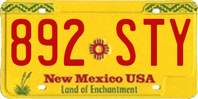 NM license plate 892STY