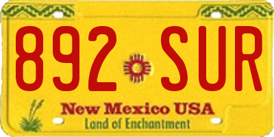 NM license plate 892SUR