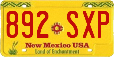 NM license plate 892SXP