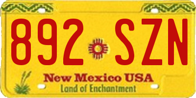 NM license plate 892SZN
