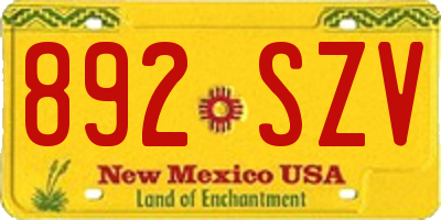 NM license plate 892SZV