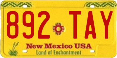 NM license plate 892TAY