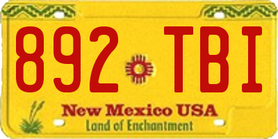 NM license plate 892TBI