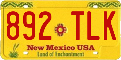 NM license plate 892TLK
