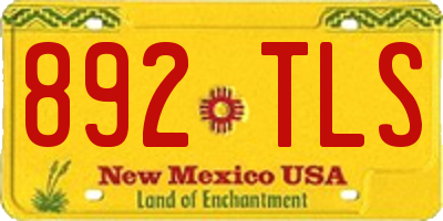 NM license plate 892TLS
