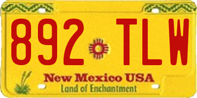 NM license plate 892TLW