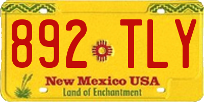NM license plate 892TLY