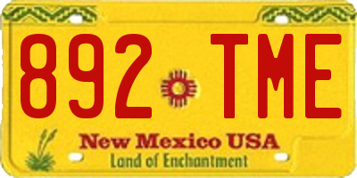 NM license plate 892TME