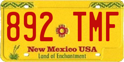 NM license plate 892TMF