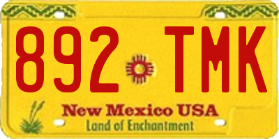 NM license plate 892TMK