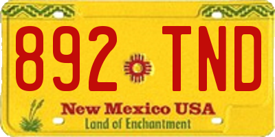 NM license plate 892TND
