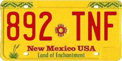 NM license plate 892TNF