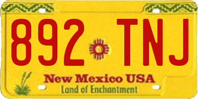 NM license plate 892TNJ