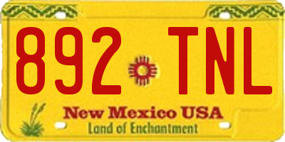 NM license plate 892TNL