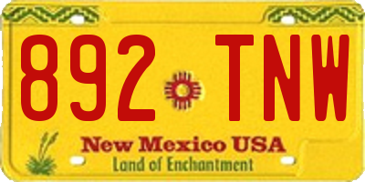 NM license plate 892TNW