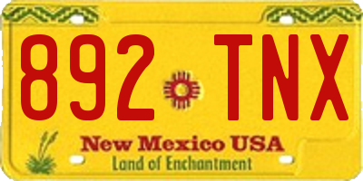 NM license plate 892TNX