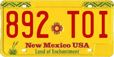 NM license plate 892TOI