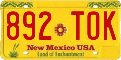 NM license plate 892TOK