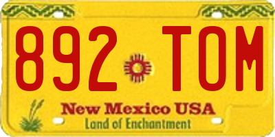 NM license plate 892TOM
