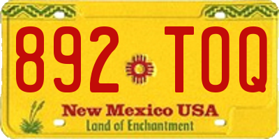 NM license plate 892TOQ