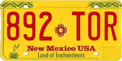 NM license plate 892TOR