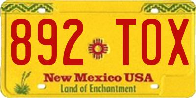 NM license plate 892TOX