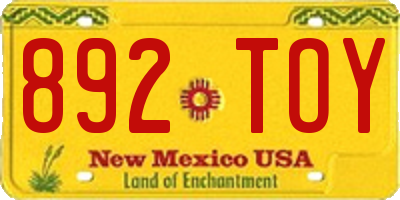 NM license plate 892TOY