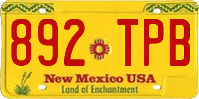 NM license plate 892TPB