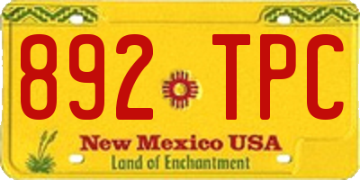NM license plate 892TPC