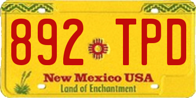 NM license plate 892TPD