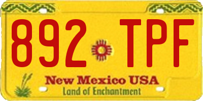 NM license plate 892TPF