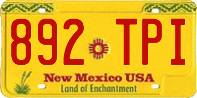 NM license plate 892TPI