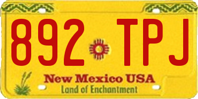 NM license plate 892TPJ