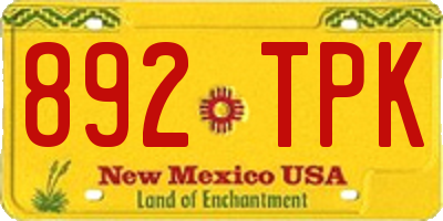 NM license plate 892TPK