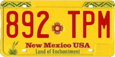 NM license plate 892TPM
